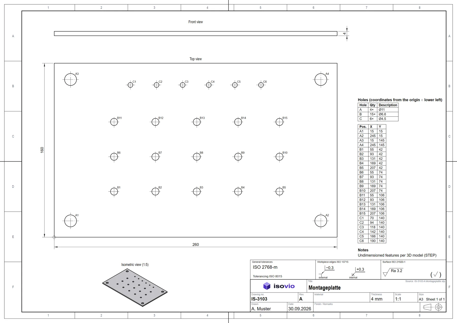 Plates with many holes: coordinate table
